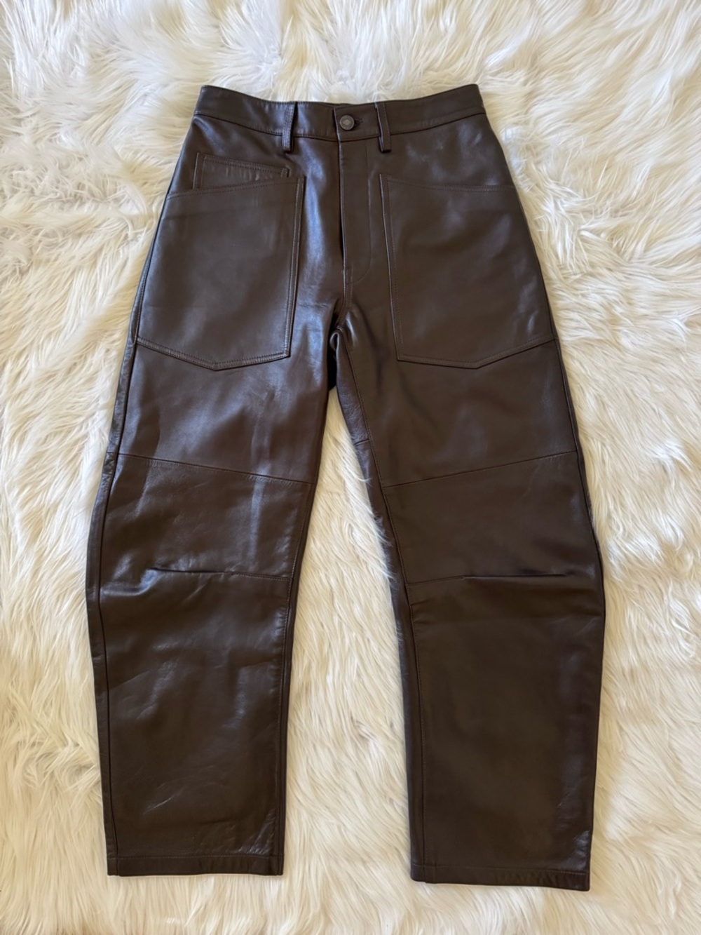 Nili Lotan Shon Leather Pants Dark Brown Size 0